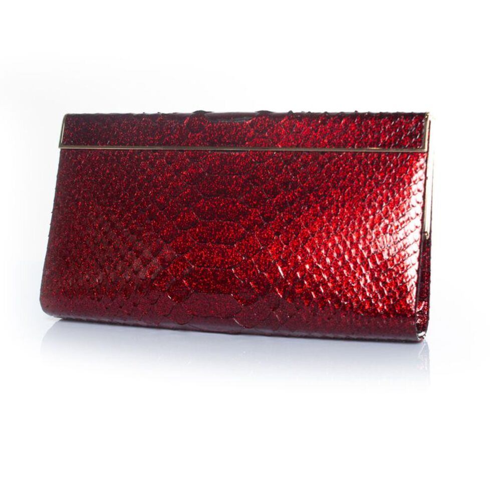 Jimmy Choo python leather clutch in metallic red